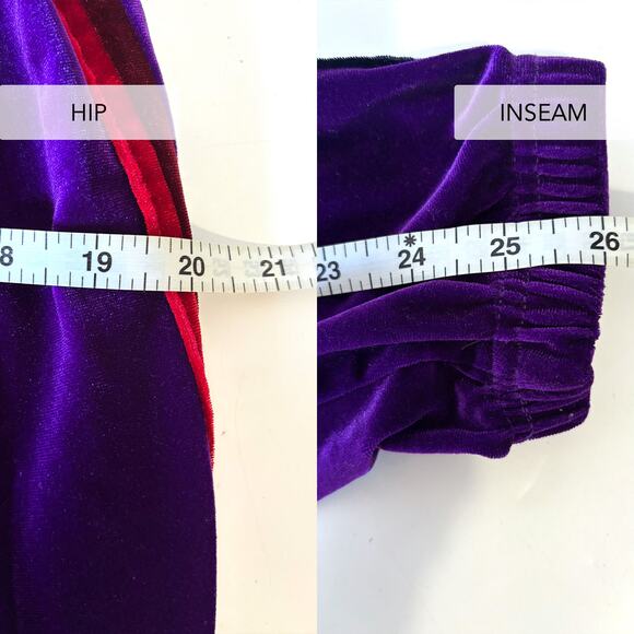 AVIATOR NATION 5 Stripe Velour Velvet Sweatpants in Purple Size S - Picture 14 of 14